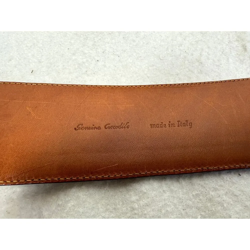 Ralph Lauren Dark Brown Croc-Embossed Leather Belt